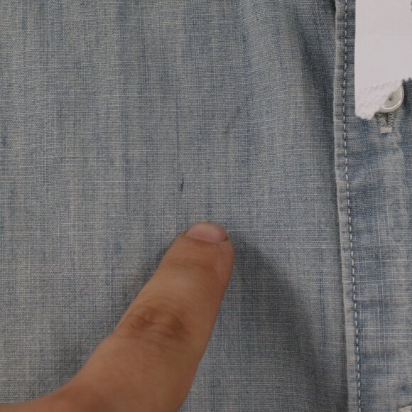 NWT J Crew Shirt Mens XL Indigo Chambray cotton Short Sleeve Classic button down - Picture 3 of 13